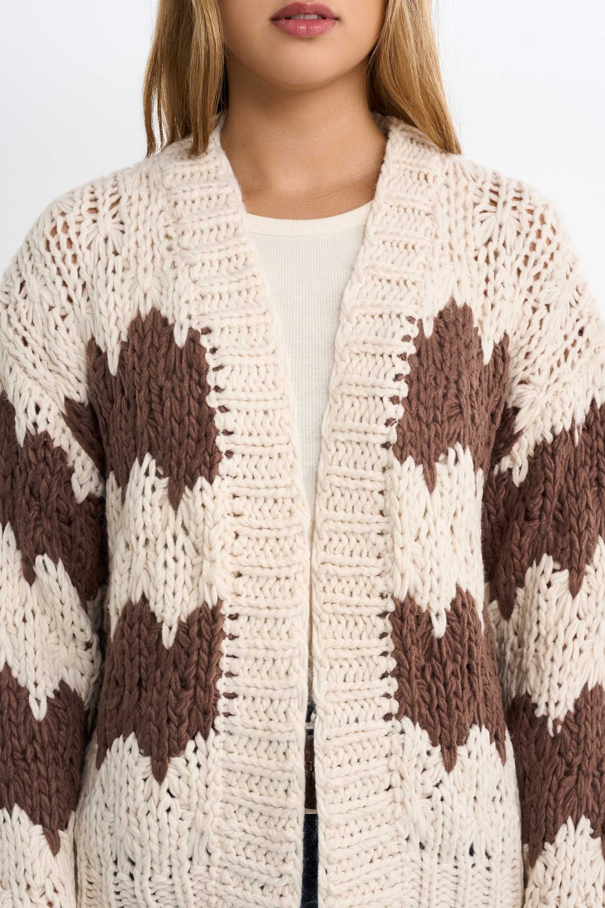 Grobgewirkte Strickjacke