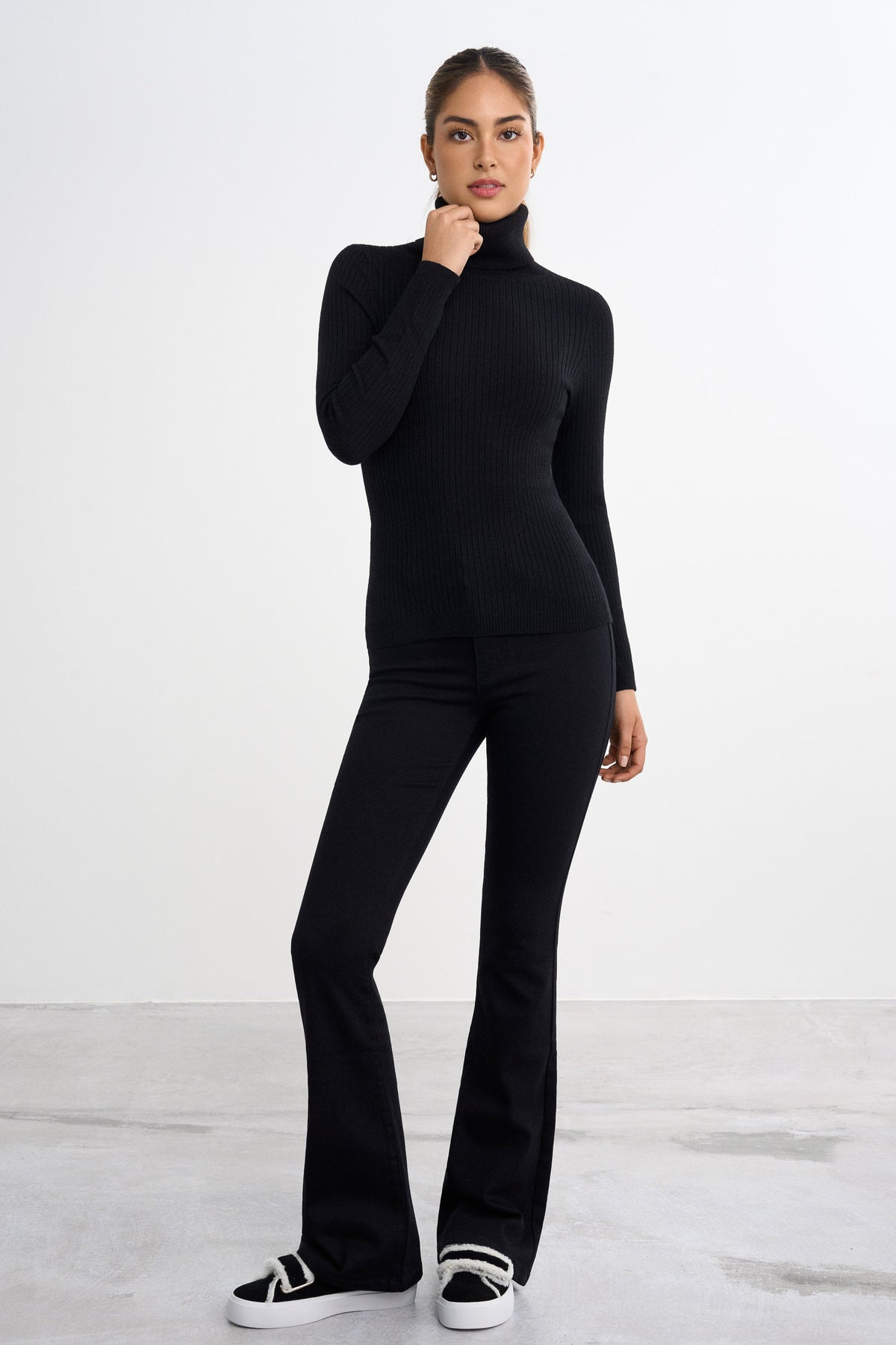 Gerippter Rollkragenpullover