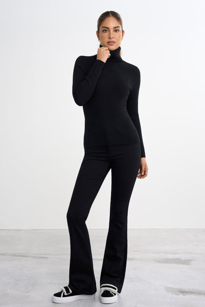 Gerippter Rollkragenpullover