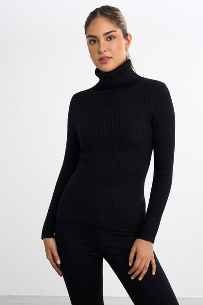 Gerippter Rollkragenpullover
