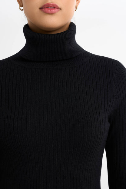 Gerippter Rollkragenpullover