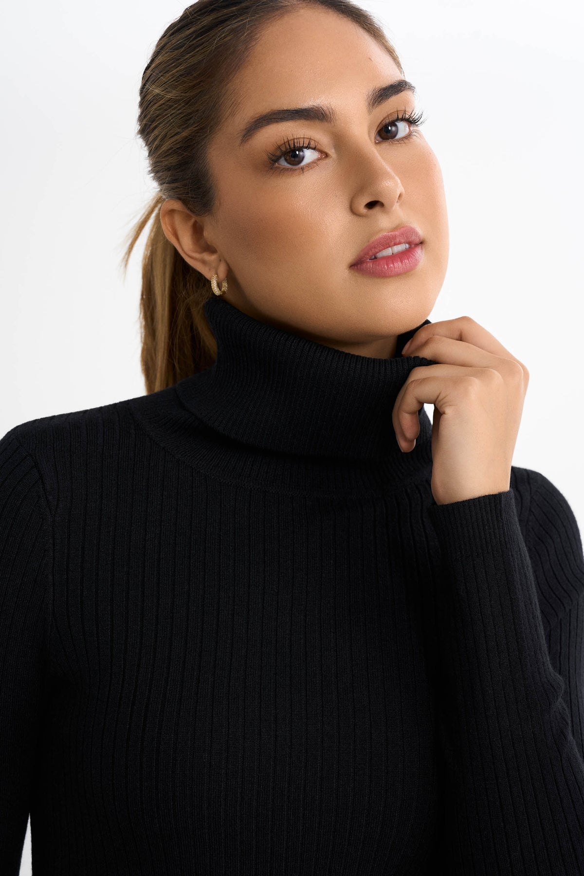 Gerippter Rollkragenpullover