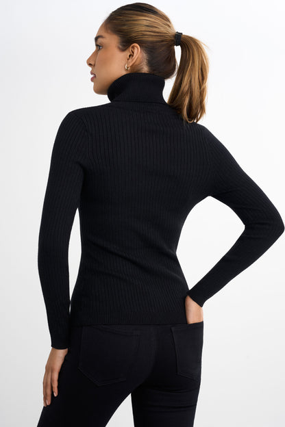 Gerippter Rollkragenpullover