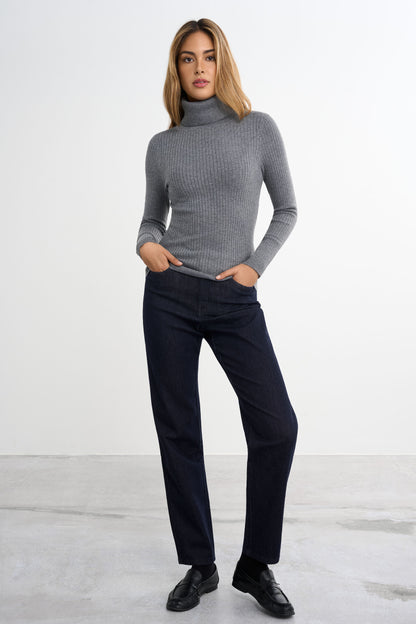 Gerippter Rollkragenpullover