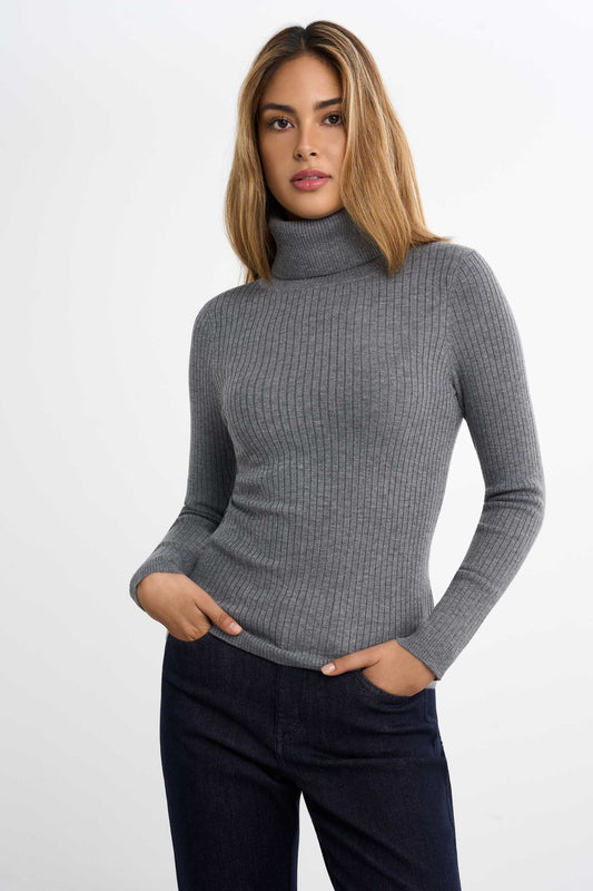 Gerippter Rollkragenpullover