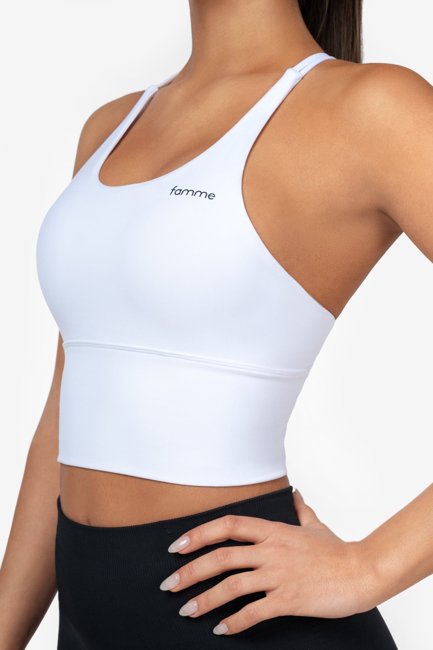 White Extended Sports Bra - for dame - Famme - Sports Bra